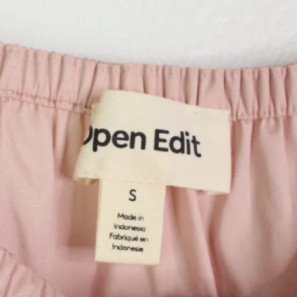 A04 Open Edit Off the Shoulder Blouse Poplin Organic Cotton Peplum Crop Top sz S - Picture 3 of 6